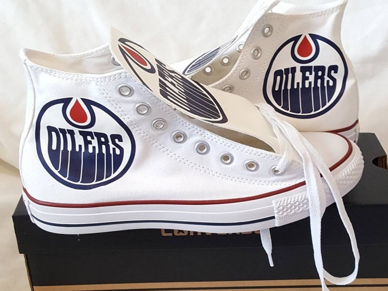 Women's Edmonton Oilers Repeat Print High Top Sneakers 003